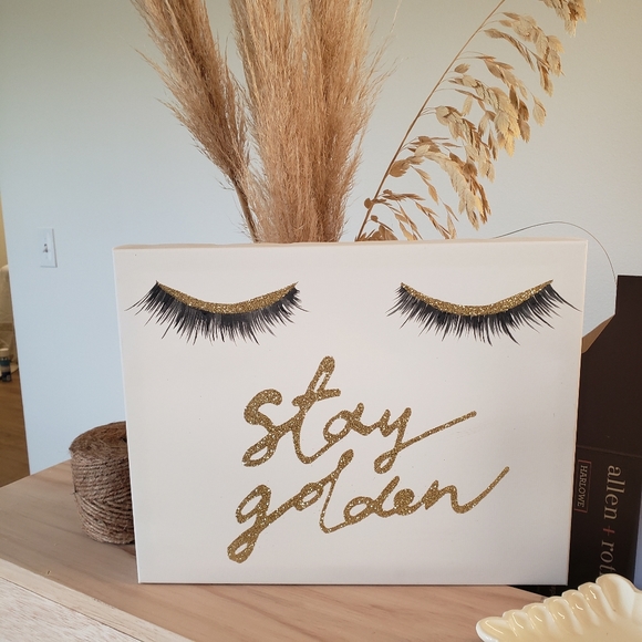 Wall Art Eyelashes Golden White - Picture 2 of 4